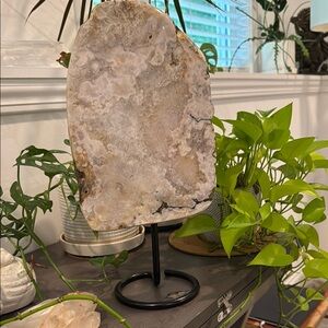 Pink Amethyst Slab on Stand - Statement Piece